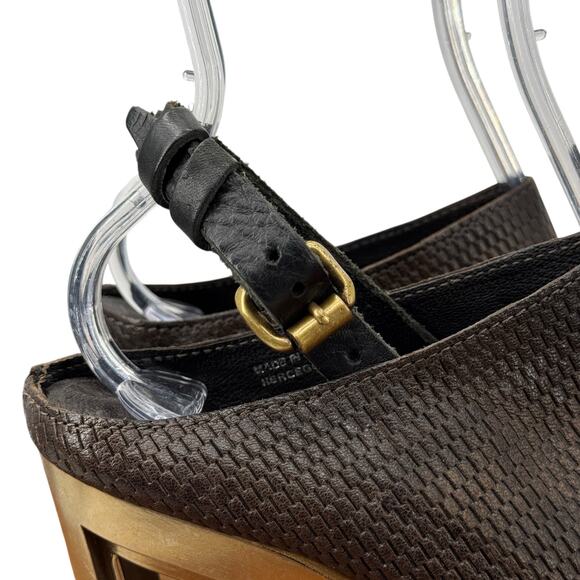 A.S.98 Parley Cutout Heels Sandals Women SZ 8 Brown Leather Modern Lagenlook Art - Picture 5 of 13